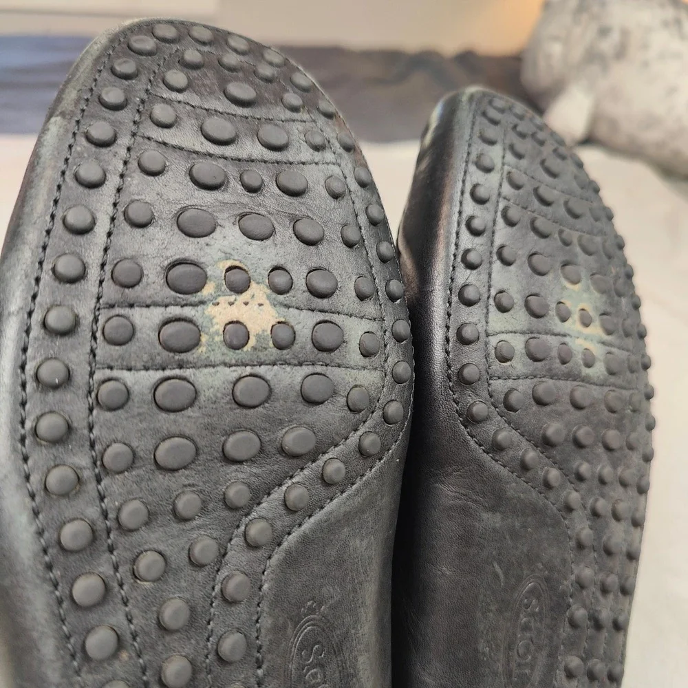 Tod's Gommino Driving Shoes Mens 7.5 Black Leather Slip‎ On Loafers Shoes